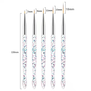 Ensemble de pinceaux de précision pour nail art en nylon et acrylique avec manche métallique 3D, stylos de dessin et de peinture pour gel liner, outils personnalisables avec logo - Product Image 5