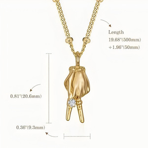 Collier Fanhua en acier inoxydable plaqué or 18 carats, étanche et inaltérable, avec zircon, motif geste « Je t'aime » – Nouveauté TikTok - Product Image 5