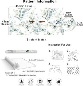 花の壁紙ピールアンドスティック水彩ビニール自己粘着装飾壁ステッカーPVC - Product Image 2