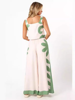 Ensemble deux pièces pour femme, style européen et américain, nouvelle collection été, haut court formel imprimé et pantalon long moulant à taille élastique