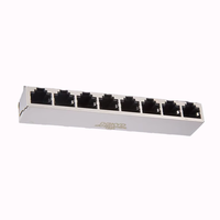 Connecteurs Ethernet RJ45 8 ports 8 broches 1000 BASE-T Cat5e Cat5, Jack Modulaire Blindé Femelle, Plaqué Or, PBT Noir