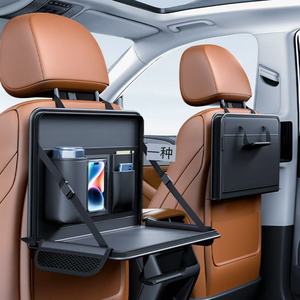 2025 Multi-Functional <b>Car</b> Storage Organizer Leather Foldable Rear Seat Back Storage Bag Hanging Feature Dining <b>Table</b> for <b>Car</b> - Product Image 5
