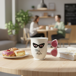 Tazas de café creativas 3D personalizadas con vasos Logotipo de ilustraciones Taza Rosa Taza de café de cerámica - Product Image 1