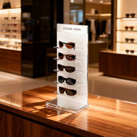 Présentoir à Lunettes en Acrylique Transparent à 5 Niveaux OEM, Support de Rangement de Comptoir pour Magasin de Lunettes avec LOGO Personnalisé pour Lunettes de Soleil et Montures