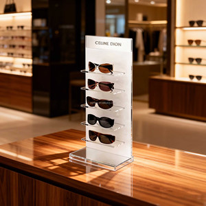 Présentoir à Lunettes en Acrylique Transparent à 5 Niveaux OEM, Support de Rangement de Comptoir pour Magasin de Lunettes avec LOGO Personnalisé pour Lunettes de Soleil et Montures - Product Image 4