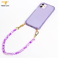 Clip en or et aller perlé perle bandoulière sangle de téléphone portable longue caractéristique anti-perte en plastique pend autour du cou pour iPhone