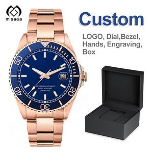 MIGAGA personnalisable or rose cadran ovale affichage analogique fonction lumineuse bracelet de montre de plongée 22mm 5mm montre mécanique pour hommes - Product Image 1