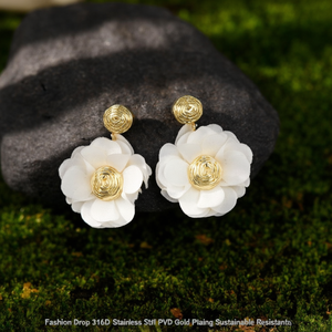 Fashion <b>Drop</b> Earrings 316L Stainless Steel PVD Gold Plating Sustainable Resistant - Product Image 3