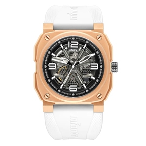 Women's Luxury Skeleton Mechanical Sport <b>Watch</b> 100m Waterproof Carbon Fiber <b>Case</b> 24mm Rubber Band Wristband with Diver Feature - Product Image 4