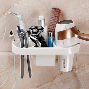 Étagère murale adhésive sans trace en plastique pour la cuisine et la salle de bain, organisateur de sèche-cheveux à deux niveaux, support sans perçage - Product Image 6