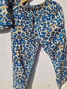 ชุดชุดนอนผ้าฝ้ายพิมพ์ลายเสือดาวสำหรับผู้หญิงชุดนอนลายทางแบบอินเดียทำมือชุดใส่อยู่บ้านผ้ามัสลินนุ่ม - Product Image 2