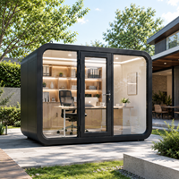 Cabine de jardin préfabriquée 6m² avec panneaux en verre sculptés, structure en acier, isolée et prête à l'emploi