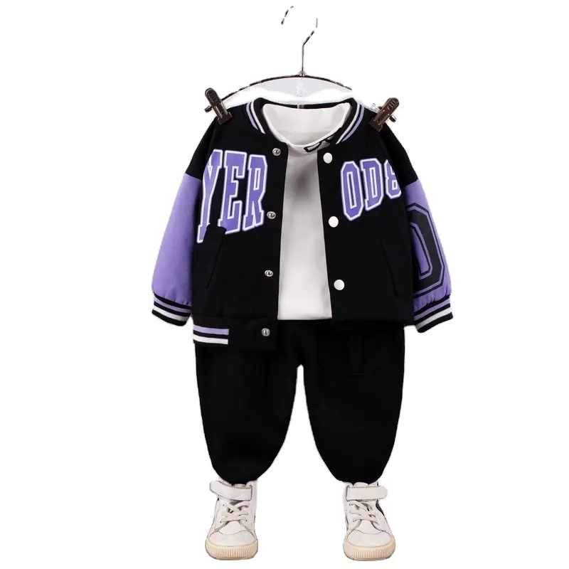 YZ 0-5 Years Old Boys Toddlers Baseball Jacket Spring Summer Long Sleeve 2 Pieces Monster Shirt Kid Children Clothing