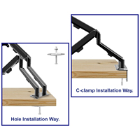 Support d'écran professionnel Charmount à rotation 360 degrés, bras double pour moniteur, réglable en hauteur avec ressort à gaz