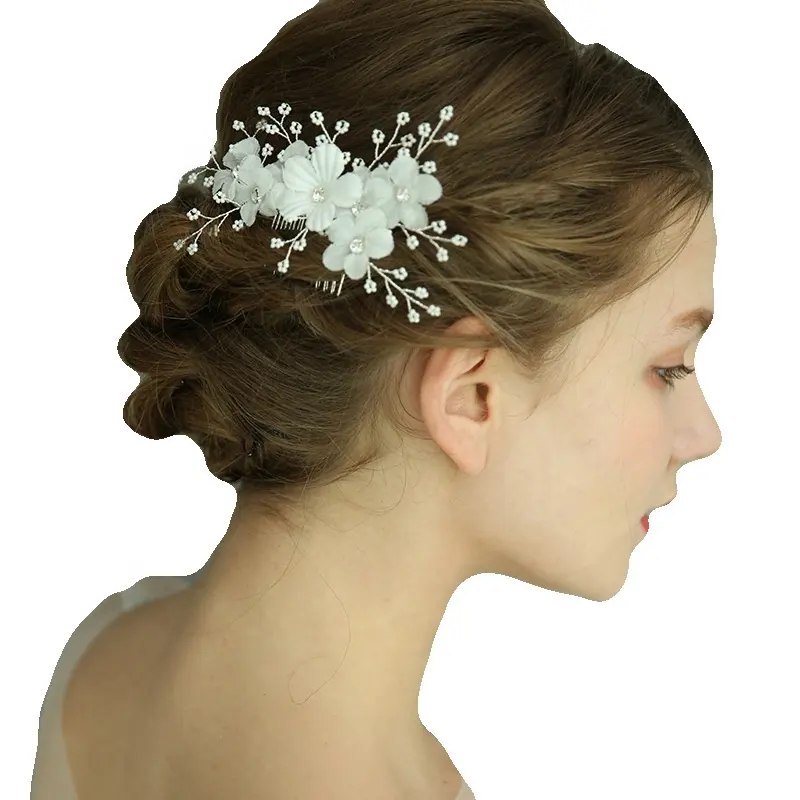 Custom wedding hair accessories floral headpiece handmade pearl bridal hair comb for women