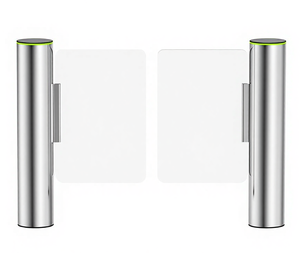 Porte battante cylindrique en acier inoxydable pour contrôle d'accès piétonnier, avec lecteur de carte IC et reconnaissance faciale, protection IP65 pour cantines et campus - Product Image 1