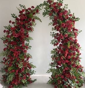 Y-HFA046 Arche de fleurs artificielles en forme de cœur rouge et d'arche pour mariage, décoration d'arche de mariage, arrangement floral pour fête - Product Image 4