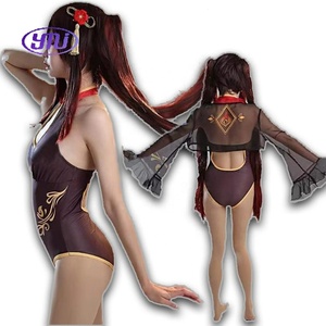 Disfraz de <span class=keywords><strong>Cosplay</strong></span> Genshined Impact para niñas/mujeres traje de Carnaval de Halloween con traje de baño con pantalones Top y capa <span class=keywords><strong>Hu</strong></span> <span class=keywords><strong>Tao</strong></span> - Product Image 3