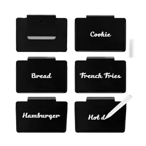 Étiquettes de panier à Clip OEM ODM, supports d'étiquettes noirs pour bacs de rangement, étiquettes métalliques à Clip de panier avec marqueur de craie garde-manger
