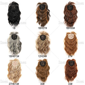 14 Inch Natuurlijke Bruine Synthetische Haartoppers Lange Golvende Haarstukken Voor Vrouwen Topper Clips In Haar - Product Image 5