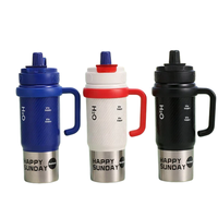Gobelet isotherme en acier inoxydable de 800 ml avec poignée, bouteille d'eau à double paroi pour le camping, les voyages en plein air