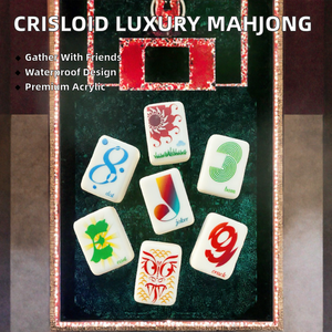 Tuiles de Mahjong en Acrylique Gravées et Peintes, Style Américain Moderne de Luxe, Ensemble de Jeu pour 4 Joueurs pour les Réunions - Product Image 2