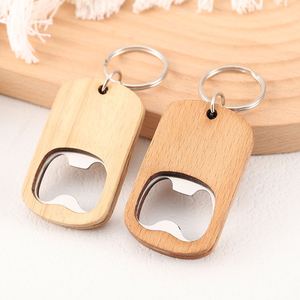 Custom Logo Engraved Names Wood Bottle Opener Keychain Wooden <b>Beer</b> & Bottle Opener with Key Chain for Household Kitchen Use - Product Image 2