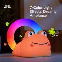 Lampe de chevet créative pour enfants en forme de grenouille avec charge USB en silicone, contrôle par applaudissement, éclairage à 3 ambiances et minuterie de sommeil