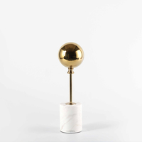 Figurine de boule en métal de style Art déco européen, ballon simple en marbre, décoration de luxe pour la maison, anniversaire, créatif, luxe léger