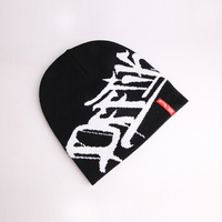 Chapeau d'hiver de luxe pour homme, en tricot jacquard, avec logo personnalisé, étiquette tissée rouge, style streetwear Y2K, graphisme graffiti, haute qualité