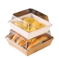 Contenants en papier jetables personnalisables avec LOGO et étiquette, avec couvercle transparent pour l'emballage de gâteaux, desserts, pâtisseries et biscuits