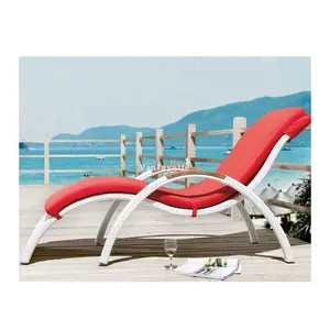 商业沙滩椅便携式沙滩床高品质海滩躺椅波浪太阳椅柳条休息室