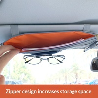Organisateur de documents de voiture en cuir PU, housse pare-soleil avec pince à lunettes, pochette de rangement suspendue pour permis de conduire à l'intérieur de la voiture