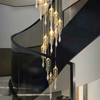 Nordique Villa décor à la maison minimaliste longue suspension escalier lampes suspendues moderne luxe grand LED escalier lustre éclairage