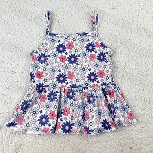 DH OEM New Design 4th Of July Infant Toddler Girls Tank Peplum Top Wholesale T-shirt Girls Kids