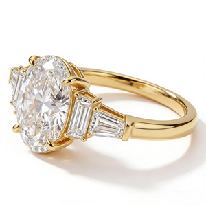 แหวนเงินแท้สั่งทำพิเศษ ทองคำแท้ 10K/14K/18K ทรงคลาสสิก เพชรเพาะเลี้ยง CVD คุณภาพ IGI VVS-VS รูปไข่/รูปทรงเหลี่ยม สำหรับงานหมั้น งานเลี้ยง แฟชั่น - Product Image 2