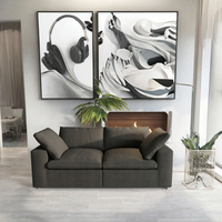 Canapé modulaire sectionnel moderne, rembourré en tissu mélange lin, garnissage éponge, en forme de L, pour salon, appartement, hôtel