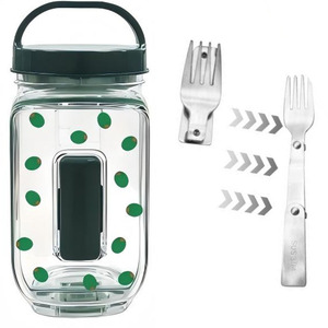 Boîte à salade portable en plastique, hermétique et étanche, pour aliments secs, avec couvercle à rabat et fourchette intégrée, pour les voyages et la cuisine - Product Image 5