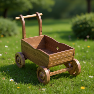 Carretto Decorativo in Legno da 27 Pollici con Manico per Vasi da Fiori e Fioriere da Giardino Modello D0100HAMMRA - Product Image 2