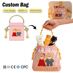 Bolsa de Regalo de Satén con Cordón Personalizada con Diseño de <span class=keywords><strong>Novios</strong></span> Románticos, Bolsa de Recuerdo <span class=keywords><strong>para</strong></span> Boda, Compromiso, Dulces y <span class=keywords><strong>Regalos</strong></span> - Product Image 1