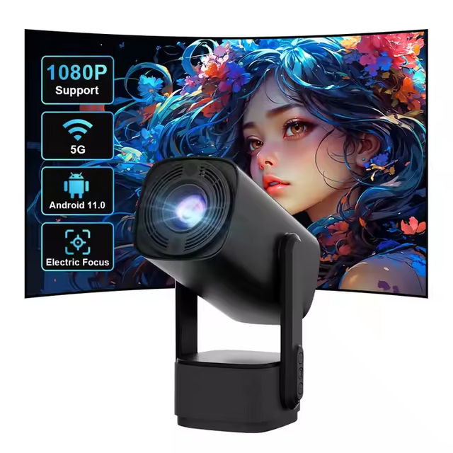 Portable Mini HD 1080P LED LCD Video Projector Auto-Focus Home Theater Beamer Battery Android 11 Operating BT5.2 Factory OEM ODM