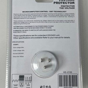 Protector de Voltaje KE-2155 220V/240V 20A, Enchufe con Protección Contra Sobrevoltaje y Bajo Voltaje - Product Image 1