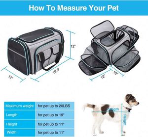 Free Sample Airline Approved Pet <b>Carrier</b> Large <b>Soft</b> Sided Pet Travel TSA <b>Carrier</b> 4 Sides Expandable <b>Cat</b> Collapsible <b>Carrier</b> - Product Image 2