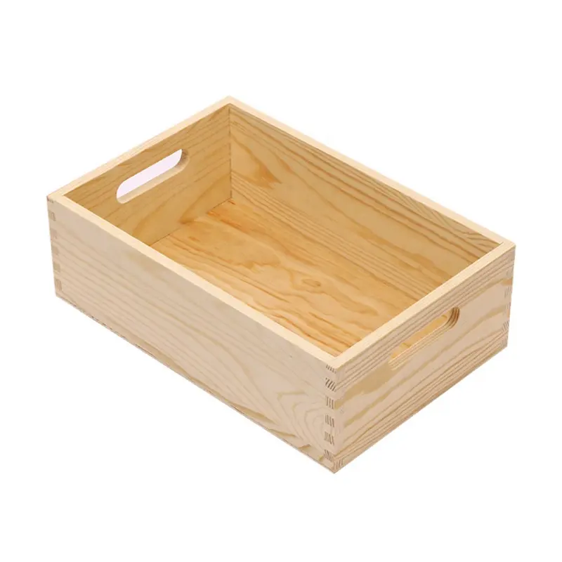 Plain Pine Wooden Crate For Home Toy Cloth Storage Crate