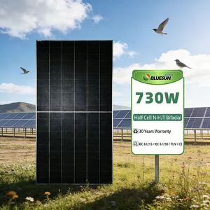 Module Solaire Monocristallin Bifacial HJT à Demi-Cellules 715W/730W/735W Haute Efficacité avec Cadre en Aluminium Anodisé pour - Product Image 3