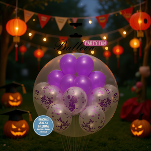 ชุดลูกโป่งปาร์ตี้แสนสนุก ขนาด 12 นิ้ว ทำจากยางลาเท็กซ์ สีม่วง ประดับด้วยคอนเฟตติ สำหรับตกแต่งงานวันแม่ - Product Image 3