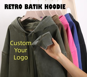 OEM Wholesale Men <b>Oversized</b> <b>Vintage</b> Distressed Acid Wash Hooded <b>Sweatshirt</b> 360 380 400GSM Heavyweight 100% Cotton Embossed Print - Product Image 1