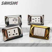 Interrupteur mural SANSHE finition chrome argenté, prise universelle de type 118 avec USB Type-C et ensemble de prises électriques modulaires