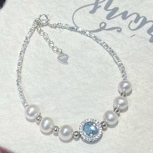 Nuevo Artículo 2025, Joyería Simple Azul, Pulsera de Plata S925 con Perla de Agua Dulce para Mujer, Plata Rota Azul Marino, Regalo de Tesoro - Product Image 5