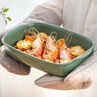 Plat de cuisson rectangulaire en céramique colorée de style nordique, idéal pour gratins, lasagnes et autres plats de four domestiques